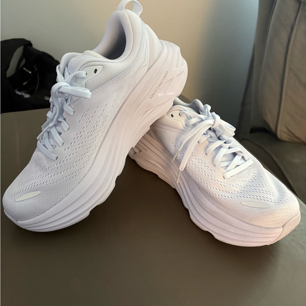 Hoka Women's All-White Cushioned Running Shoes Bondi 8